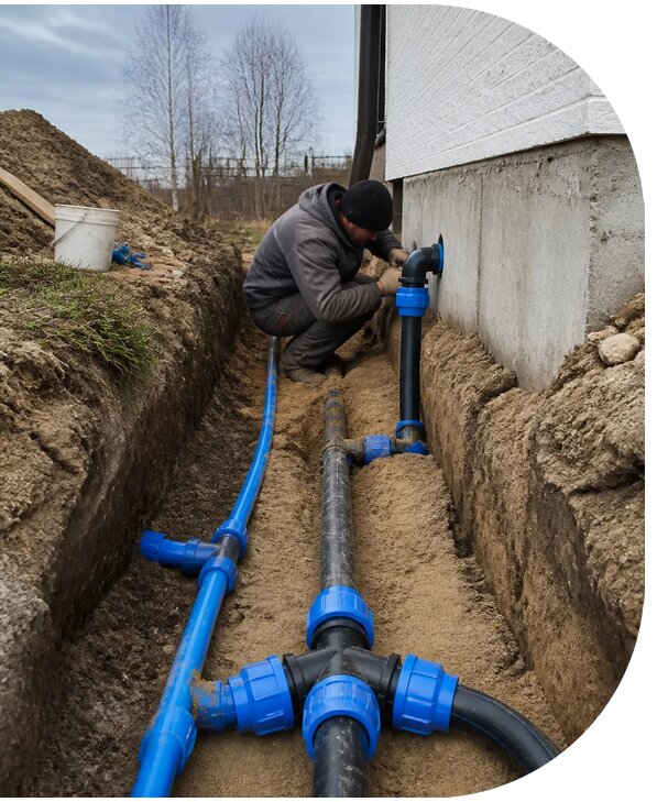Монтаж наружного водопровода на участке под ключ в Хабаровске